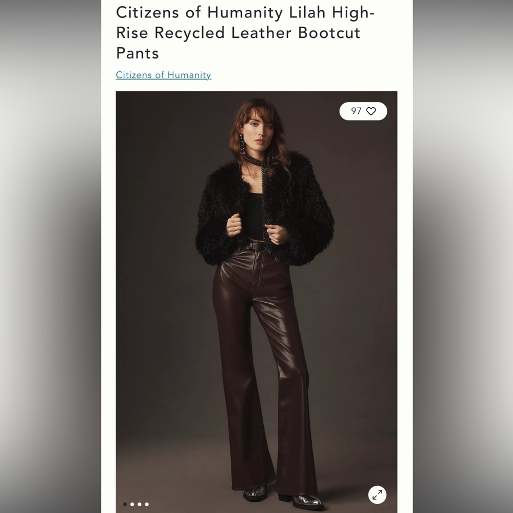 Citizens of Humanity Lilah High Rise Recycled Leather Bootcut Pants size 29